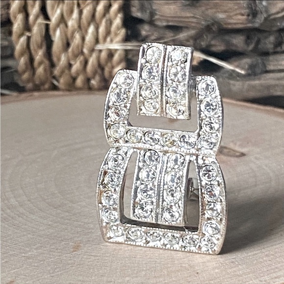 Single VTG Carolee, Art Deco, Pave of Diamanté Earring- Circa 1960s - Picture 3 of 7